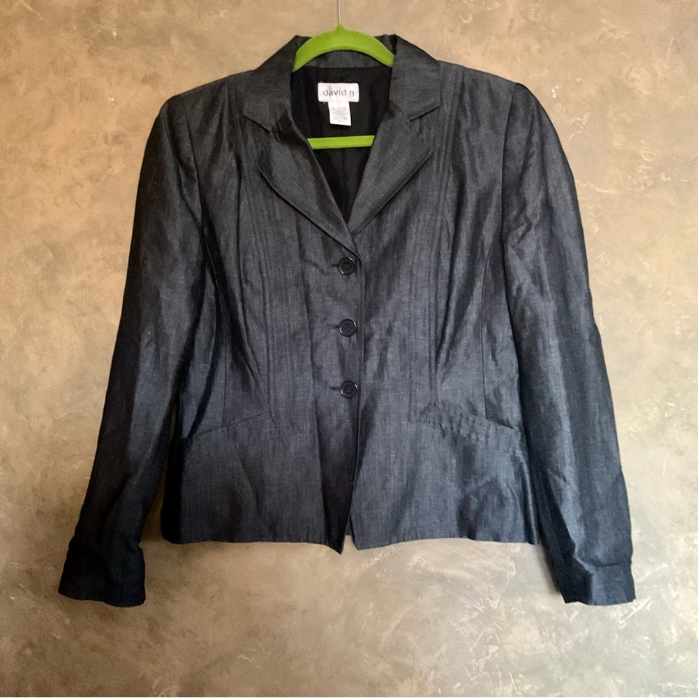 David N Silver Grey Linen Blend Blazer Jacket